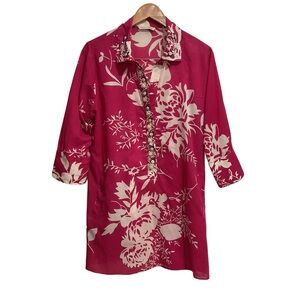 Soft Surroundings Pink Tunic Cover‎ Up Floral Print